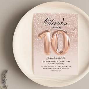 Invitation Sparkle Rose Gold Parties scintillant Ombre 10e an