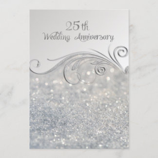 Invitation Sparkle Silver 25e Anniversaire de Mariage