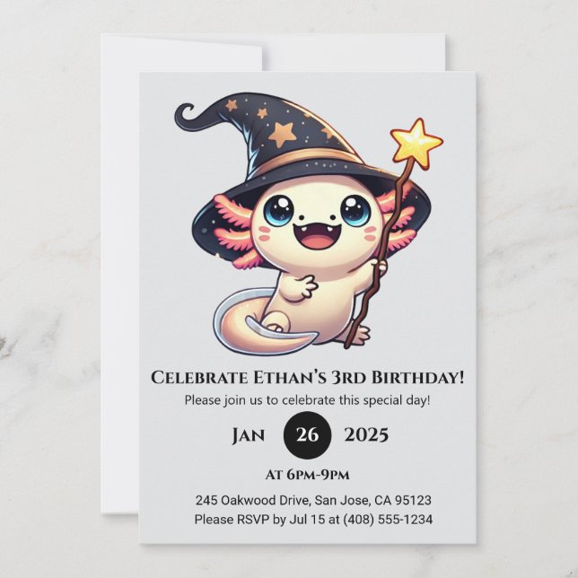 Invitation Sparkle Spell Axolotl Anniversaire (Devant)
