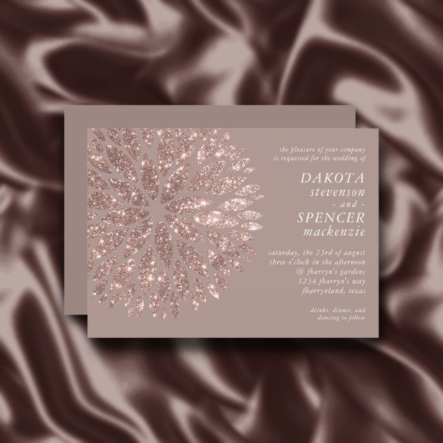 Invitation Sparkling Dahlia | Taupe Blush Rose Gold Mariage I (Créateur téléchargé)