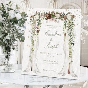 Invitation Sparkling Gold Floral Chuppah Canopy Wedding 
