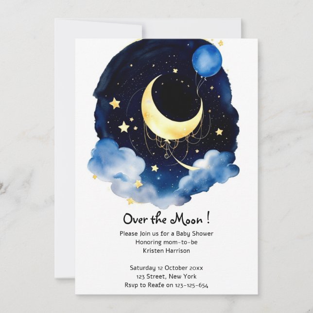 Invitation Sparkling Sky Boy Baby shower Céleste Dreams (Devant)