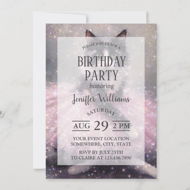 Invitation Sparkly Ballerina Cat in Pink Tutu                 (Devant)