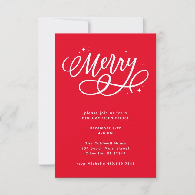 Invitation Sparkly Bubbly Script Merry Holiday (Devant)