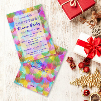 Invitation Sparkly Colorful Simple Christmas Dinner Party