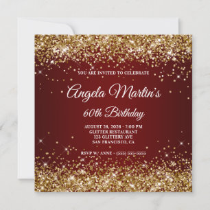 Invitation Sparkly Gold Parties scintillant Bourgogne Ombre 6