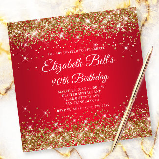 Invitation Sparkly Gold Parties scintillant Rouge Ombre 90e a