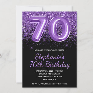 Invitation Sparkly Royal Purple Parties scintillant Noir Numé