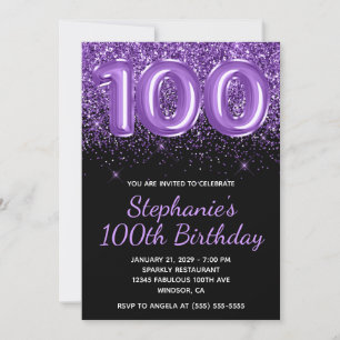Invitation Sparkly Royal Purple Parties scintillant noir Numé