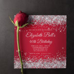 Invitation Sparkly Silver Parties scintillant Rouge Ombre 40e<br><div class="desc">Une élégante invitation au monogramme de 40e anniversaire pour elle. Faux parties scintillant argent glam girly avec scintillants contre une image sombre et rouge foncé et sombre. On peut customiser sur le dos le monogramme de calligraphie noir et blanc classique et luxueux. Une belle invitation pour votre soeur à l'occasion...</div>