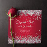 Invitation Sparkly Silver Parties scintillant Rouge Ombre 60e<br><div class="desc">Une élégante invitation au monogramme de 60e anniversaire pour elle. Faux parties scintillant argent glam girly avec scintillants contre une image sombre et rouge foncé et sombre. On peut customiser le chic monogramme de calligraphie de floraison classique sur le dos. Une belle invitation pour ta mère pour son soixantième anniversaire....</div>