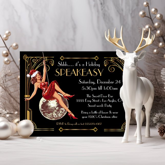 Invitation Speakeasy Christmas Great Gatsby Art Déco Party (Créateur téléchargé)