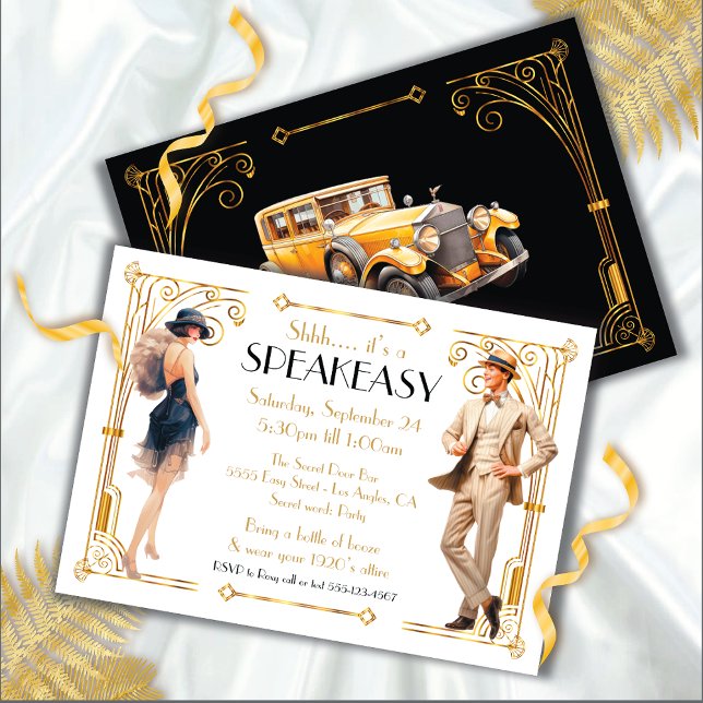 Invitation Speakeasy Flapper Great Gatsby Art Déco Party (Créateur téléchargé)