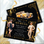 Invitation Speakeasy Flapper Great Gatsby Art Déco Party<br><div class="desc">Merveilleux Flapper des années 1920 et un homme en douceur dans un crémeux costume blanc trois pièces et invitation casquette vous à une grande Gatsby, Roaring 20's ou Speakeasy Party. Joli faux or Art Déco accents. Le dos a une voiture des années 20. Tout libellé peut être modifié pour répondre...</div>
