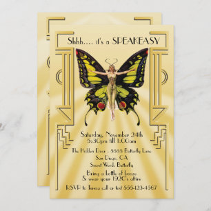 Invitation Speakeasy Papillon Flapper Great Gatsby Party