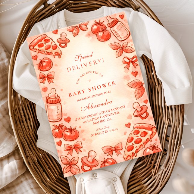 Invitation Special Delivery Pizza Baby Shower (Créateur téléchargé)