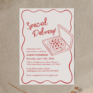 Invitation Special Delivery Pizza Baby Shower