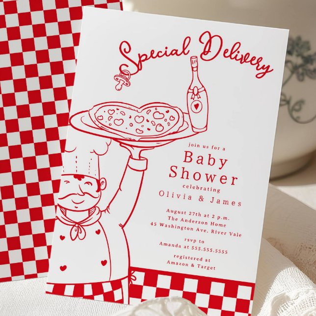 Invitation Special Delivery Pizza Baby Shower Invite (Créateur téléchargé)