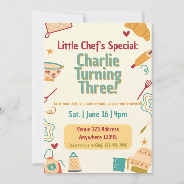 Invitation Spécial du Petit Chef, Cuisine d'Anniversaire (Devant)