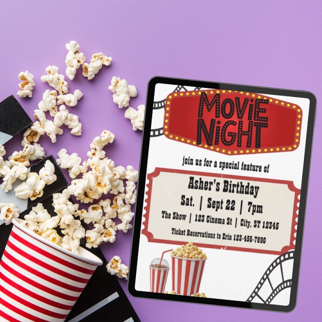 Invitation Spécial soirée cinéma anniversaire (Créateur téléchargé)