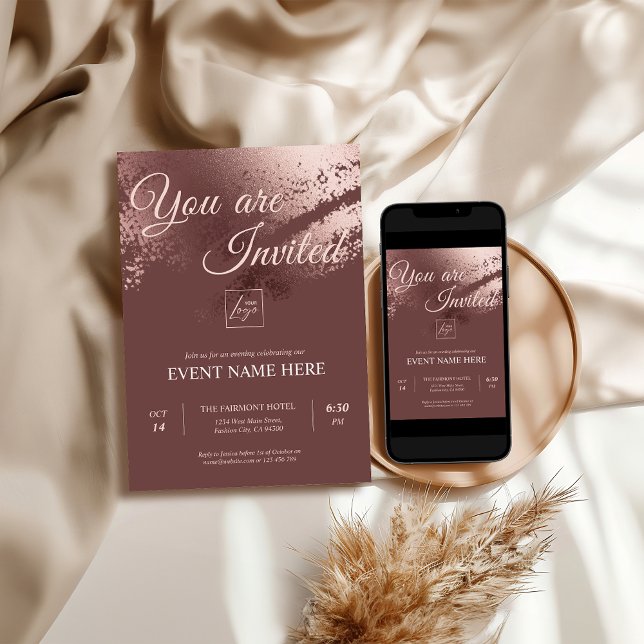 Invitation spéciale éditable en bronze élégant pou (Stylish bronze editable special event einvite)