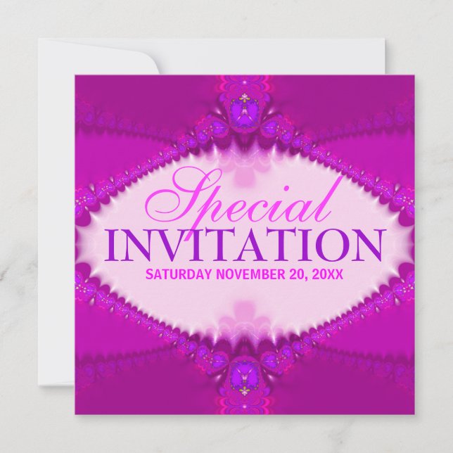 Invitation spéciale Filles Rose Chaud et Violet (Devant)