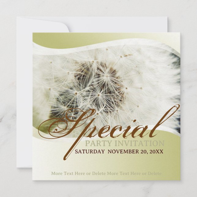 Invitation spéciale pour une fête au pissenlit (Devant)