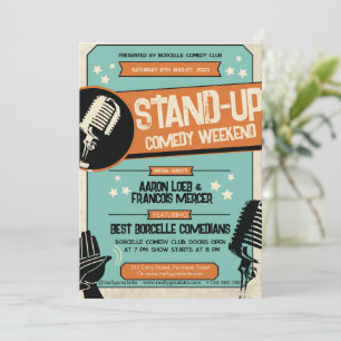 Invitation Spectacle de comédie stand-up rétro vintage grunge
