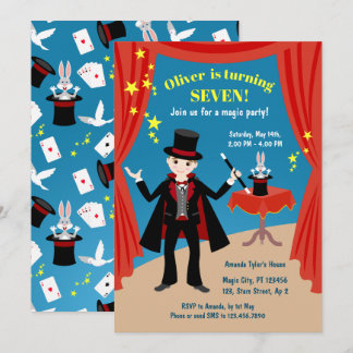 Invitation Spectacle de magicien garçon pour anniversaire