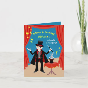 Invitation Spectacle de magicien garçon pour fête d'anniversa