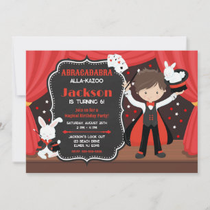Invitation Spectacle de Magie Garçon Magicien Fête d'Annivers