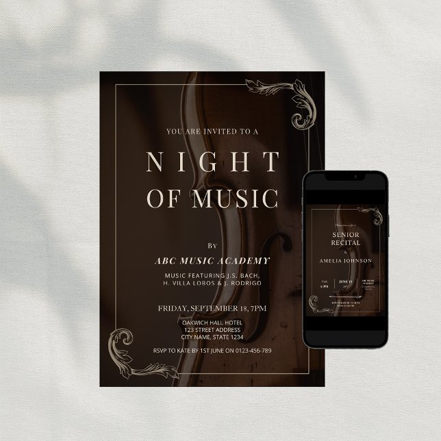 Invitation Spectacle de Musique Élégant et Raffiné (Elegant Classy Night of Music Performance Invitation)