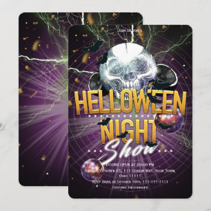 Invitation Spectacle de nuit d'Halloween Disco Crâne