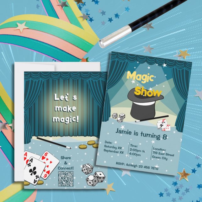 Invitation Spectacle magique Enfants 8e anniversaire Fête Inv (Magical Show Kids 8th Birthday Party Invitation)