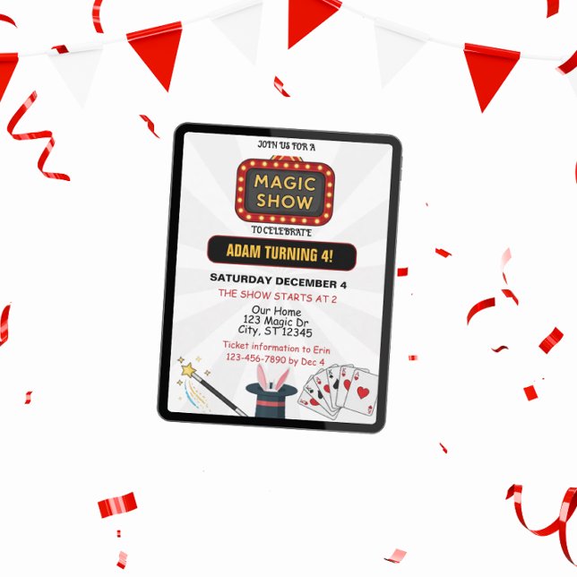 Invitation Spectacle magique fête d'anniversaire (Créateur téléchargé)