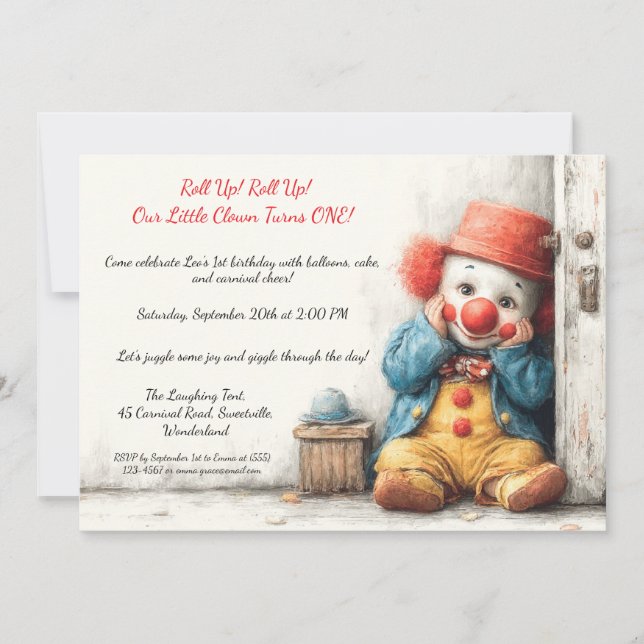 Invitation Spectacle pour le 1er anniversaire de Little Clown (Devant)