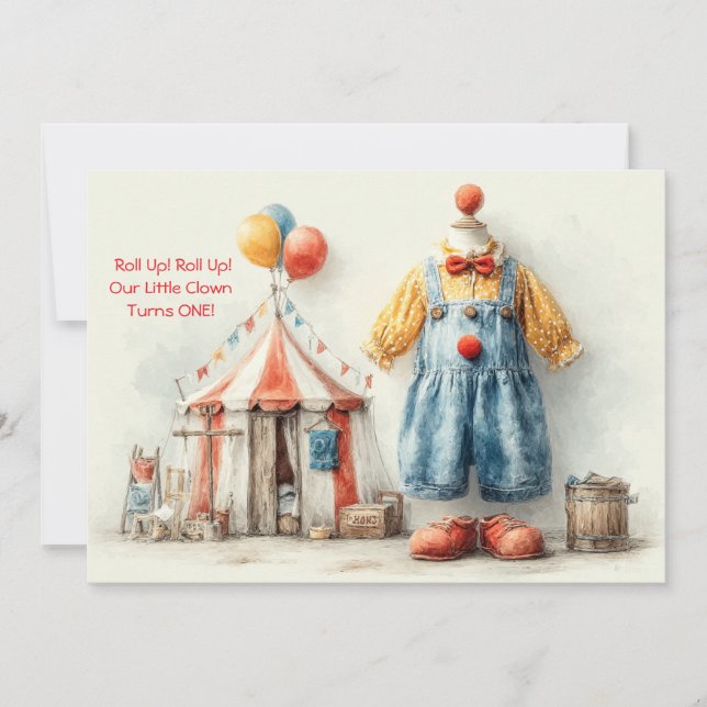 Invitation Spectacle pour le 1er anniversaire de Petit Clown (Devant)
