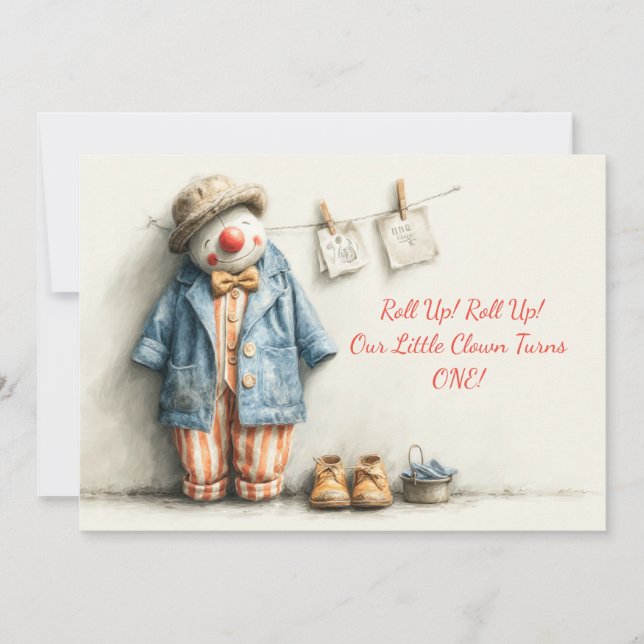 Invitation Spectacle pour le 1er anniversaire de Petit Clown (Devant)