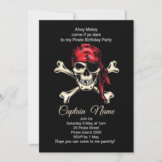 Invitation Spectaculaire fête d'anniversaire du Pirate ! (Devant)