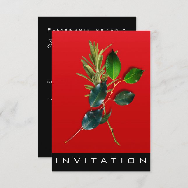 Invitation Spices Chef Italien Dîner Maison Rouge Vin Vert (Devant / Derrière)