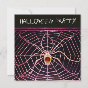 INVITATION SPIDER ET WEB RED RUBY BLACK HALLOWEEN PARTY