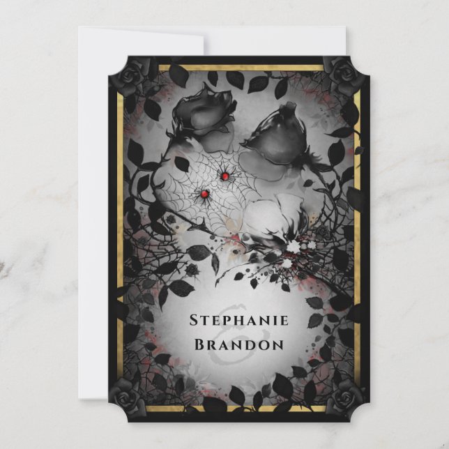 Invitation Spider Love Gothique Halloween Mariage (Devant)