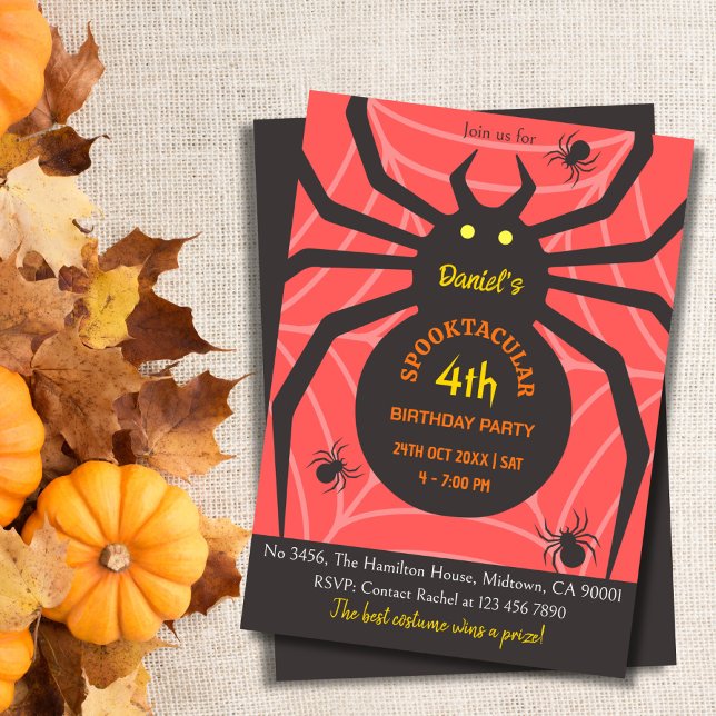 Invitation Spider Web 4e anniversaire fête éffrayante d'Hallo (Créateur téléchargé)