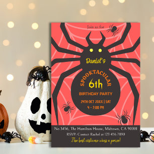 Invitation Spider Web 6e anniversaire fête éffrayante d'Hallo