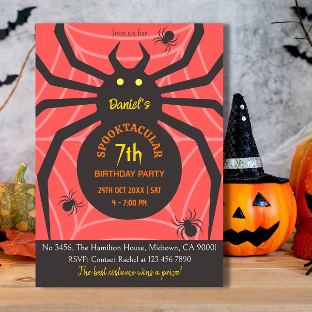 Invitation Spider Web 7e anniversaire fête éffrayante d'Hallo (Créateur téléchargé)