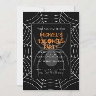 Invitation Spider web noir blanc Halloween fête