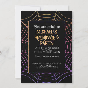Invitation Spider web noir violet orange fête d'Halloween