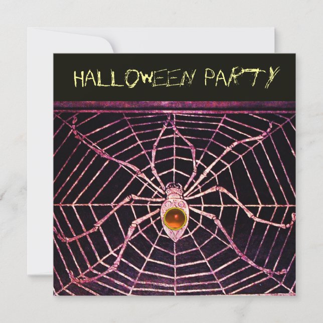 INVITATION SPIDER & WEB ORANGE AGATE BLACK HALLOWEEN PARTY (Devant)