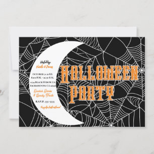 Invitation Spiderweb Crescent Moon Halloween Costume Party