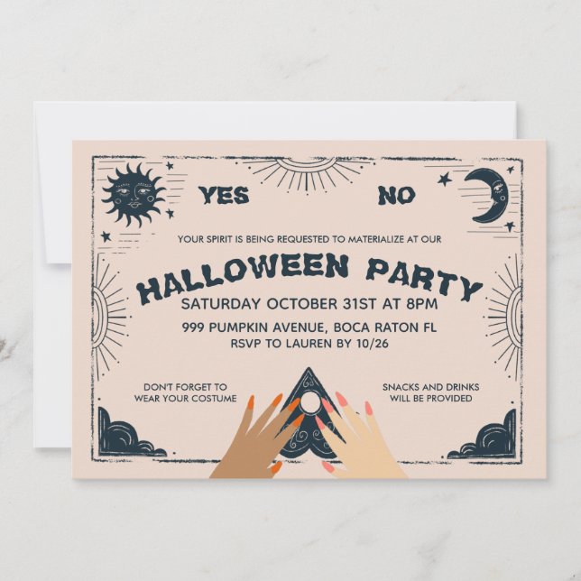 Invitation Spirit Board Halloween Party (Devant)
